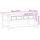 Sofabord med skuffe Hvid 100 x 48 x 45 cm Massivt fyrretræ