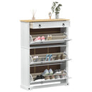 Sko skab med hylde Corona Hvid 99 x 32 x 138 cm Massiv fyrretræ