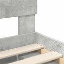 Sengestel med hovedgærde Beton Grå 135 x 190 cm Konstrueret træ