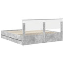 Sengestel med skuffe Beton Grå 200 x 200 cm Ingeniørtræ