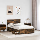 Sengestel med skuffe Røget eg 135 x 190 cm Ingeniørtræ