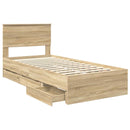 Sengestel med skuffe Sonoma eg 75 x 190 cm Ingeniørtræ