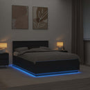 Sengestel med LED-lysstrimler Sort 150 x 200 cm Konstrueret træ