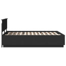 Sengestel med LED-lysstrimler Sort 150 x 200 cm Konstrueret træ