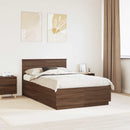 Sengestel med hovedgærde Brun eg 135 x 190 cm Konstrueret træ