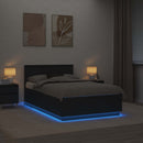 Sengestel med LED-lysstrimler Sort 120 x 190 cm Konstrueret træ