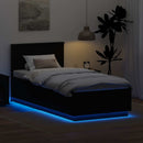 Sengestel med LED -strimmellys Sort 90 x 200 cm Konstrueret træ
