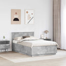 Sengestel med hovedgærde Betongrå 135 x 190 cm Konstrueret træ