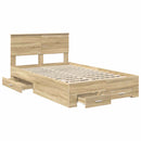 Sengestel med hovedgærde Sonoma eg 135 x 190 cm Konstrueret træ