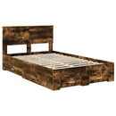 Sengestel med hovedgærde Røget eg 135 x 190 cm Konstrueret træ