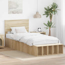 Sengestel med hylde Sonoma eg 75 x 190 cm Konstrueret træ