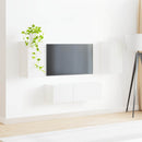 Tv vægskab sæt Vægmonteret 4 pcs Hvid Konstrueret træ