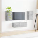 Tv vægskab sæt Vægmonteret 4 pcs Beton Grå Konstrueret træ