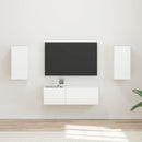 Tv vægskab sæt Vægmonteret 4 pcs Høj gloss hvid Konstrueret træ