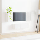 Tv vægskab sæt Vægmonteret 4 pcs Høj gloss hvid Konstrueret træ