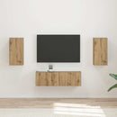 Tv vægskab sæt Vægmonteret 4 pcs Artisan Egetræ Konstrueret træ