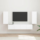 Tv vægskab sæt Vægmonteret 4 pcs Hvid Konstrueret træ