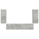 Tv vægskab sæt Vægmonteret 4 pcs Beton Grå Konstrueret træ