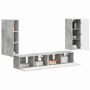 Tv vægskab sæt Vægmonteret 4 pcs Beton Grå Konstrueret træ