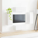 Tv vægskab sæt Vægmonteret 4 pcs Høj gloss hvid Konstrueret træ