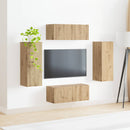 Tv vægskab sæt Vægmonteret 4 pcs Artisan Egetræ Konstrueret træ
