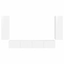 Tv vægskab sæt Vægmonteret 4 pcs Høj gloss hvid Konstrueret træ