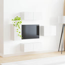 Tv vægskab sæt Vægmonteret 4 pcs Høj gloss hvid Konstrueret træ