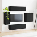 Tv vægskab sæt Vægmonteret 6 pcs Sort
