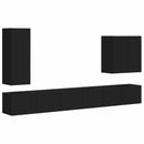 Tv vægskab sæt Vægmonteret 6 pcs Sort