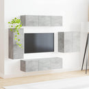 Tv vægskab sæt Vægmonteret 6 pcs Beton Grå