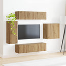 Tv vægskab sæt Vægmonteret 6 pcs Artisan Egetræ