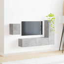 TV-møbelsæt Vægmonteret 4 pcs Beton Grå Konstrueret træ