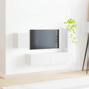 TV-møbelsæt Vægmonteret 4 pcs Høj gloss hvid Konstrueret træ
