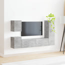 TV-møbelsæt Vægmonteret 4 pcs Beton Grå Konstrueret træ