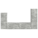 TV-møbelsæt Vægmonteret 4 pcs Beton Grå Konstrueret træ