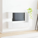 TV-møbelsæt Vægmonteret 4 pcs Høj gloss hvid Konstrueret træ