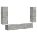TV-møbelsæt Vægmonteret 4 pcs Beton Grå Konstrueret træ