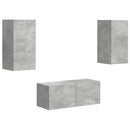 TV-møbelsæt Vægmonteret 6 pcs Beton Grå Konstrueret træ