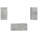 TV-møbelsæt Vægmonteret 6 pcs Beton Grå Konstrueret træ