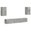 TV-møbelsæt Vægmonteret 5 pcs Beton Grå Konstrueret træ