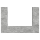 TV-møbelsæt 6 pcs Beton Grå Konstrueret træ