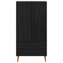 Garderobeskab MOLDE Sort 90 x 55 x 175 cm Massivt fyrretræ
