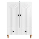 Sideboard med skuffe Hvid 66 x 34,5 x 95 cm Konstrueret træ