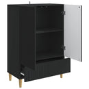 Sideboard med skuffe Sort 66 x 34,5 x 95 cm Konstrueret træ