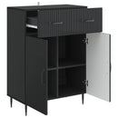 Sideboard med skuffe Sort 66 x 34,5 x 89,5 cm Konstrueret træ