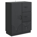 Sideboard med skuffe Sort 66 x 34,5 x 87 cm Konstrueret træ