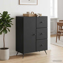 Sideboard med skuffe Sort 66 x 34,5 x 90 cm Konstrueret træ