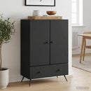 Sideboard med skuffe Sort 66 x 34,5 x 95 cm Konstrueret træ