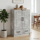 Sideboard med skuffe Betongrå 66 x 34,5 x 92 cm Konstrueret træ