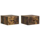 Væghængt Natbord med skuffe 2 pcs Røget eg 33 x 34,5 x 20 cm